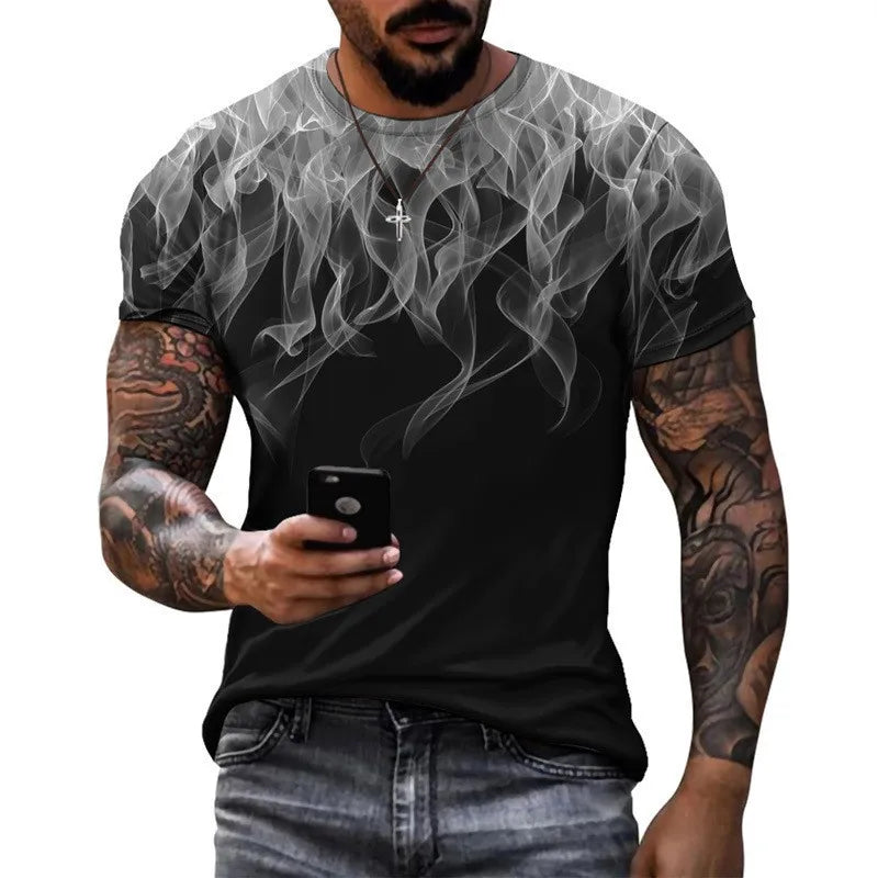 Hommes Impression Des Sports Col Rond Manche Courte Ample T-shirt Homme