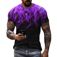 Hommes Impression Des Sports Col Rond Manche Courte Ample T-shirt Homme