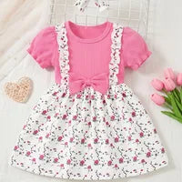 Robe Bébé Fille Mignonne En Polyester Avec Motif Nœud Papillon Et Couleur Vert Clair