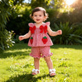 Ensemble Fille Motif Fraise 🍓 | Pantalon 2 Pièces Nylon & Broderie Délicate