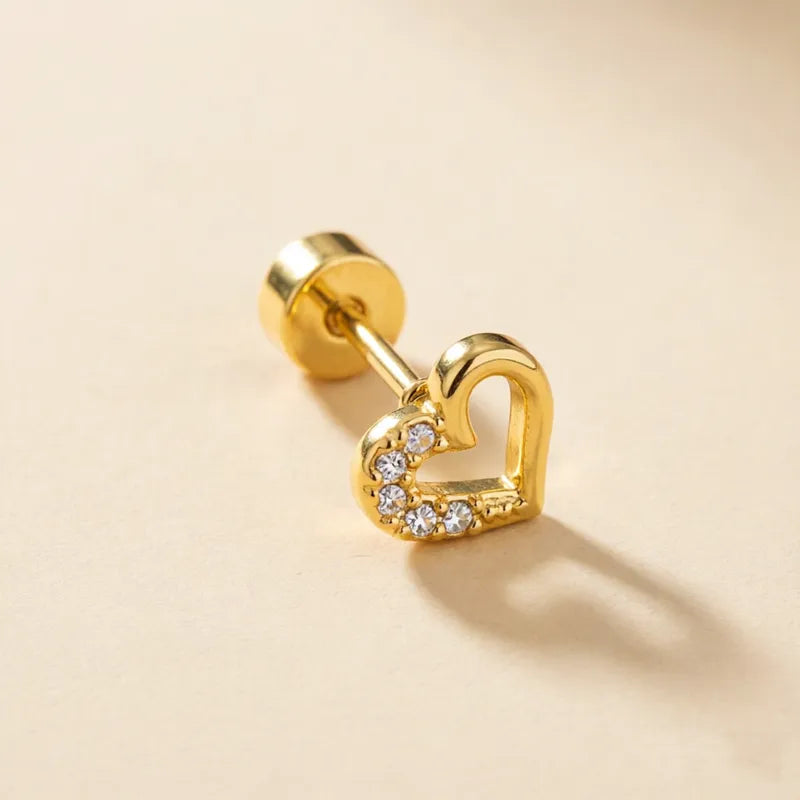 Boucles d'Oreilles Cartilage Femme Or 18K – Motif Géométrique & Zircon, Laiton Galvanisé