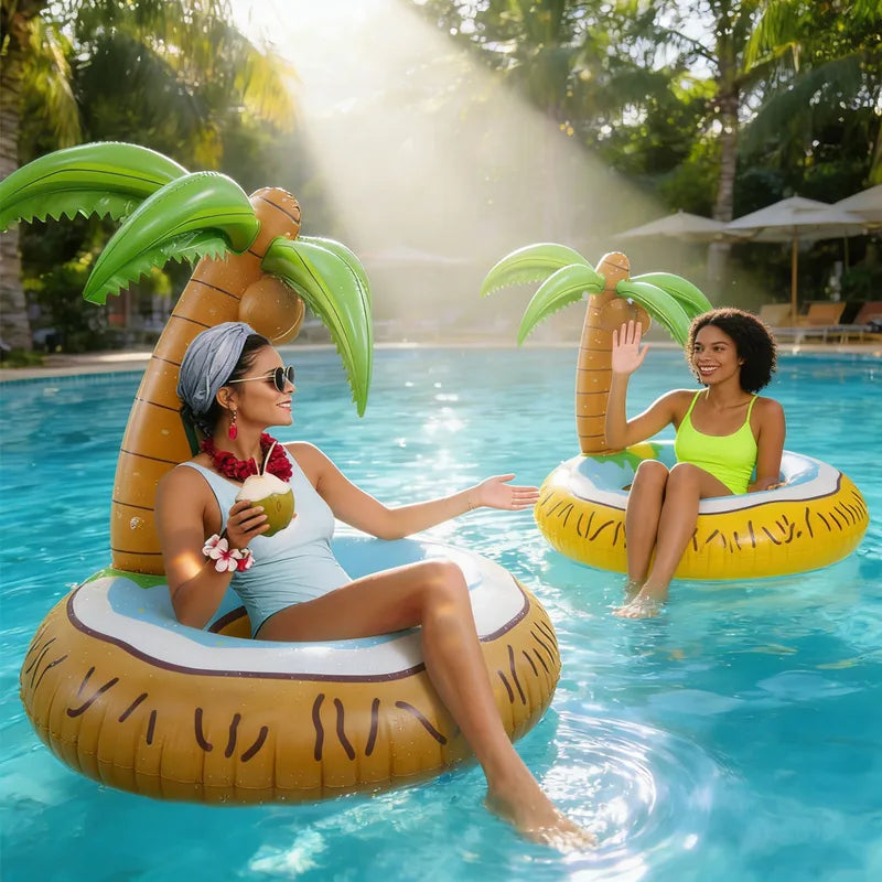 Matelas Gonflable Piscine PVC – Motif Cocotier Vert Activités Aquatiques