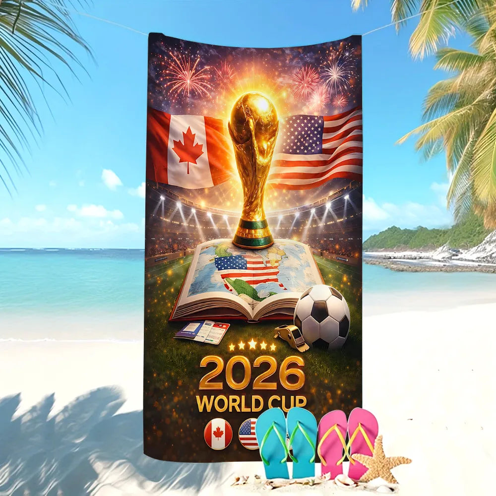 Serviette de Plage Absorbante – Imprimé Coupe du Monde FIFA | Microfibre Grande Taille