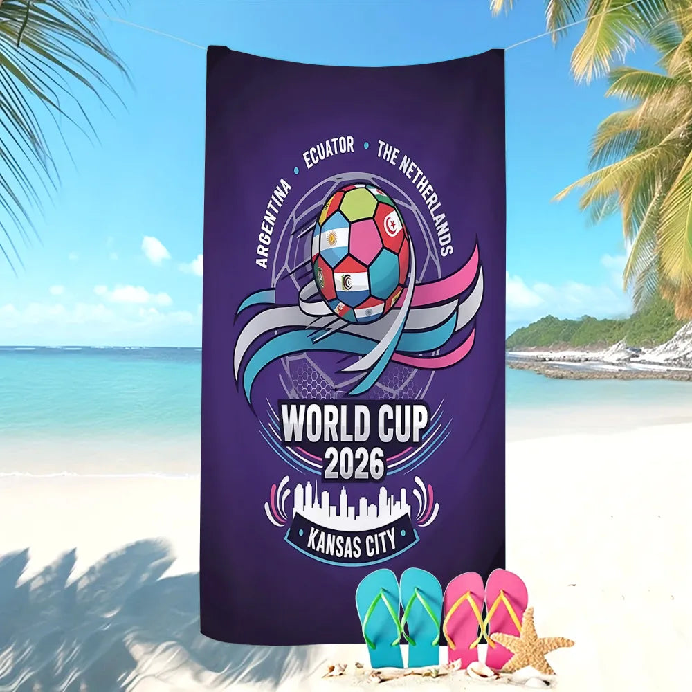 Serviette de Plage Absorbante – Imprimé Coupe du Monde FIFA | Microfibre Grande Taille