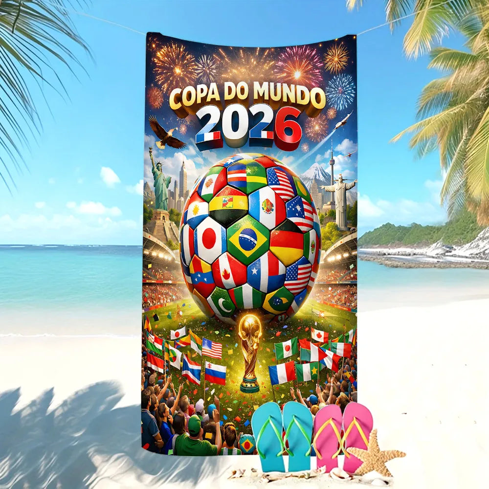 Serviette de Plage Absorbante – Imprimé Coupe du Monde FIFA | Microfibre Grande Taille