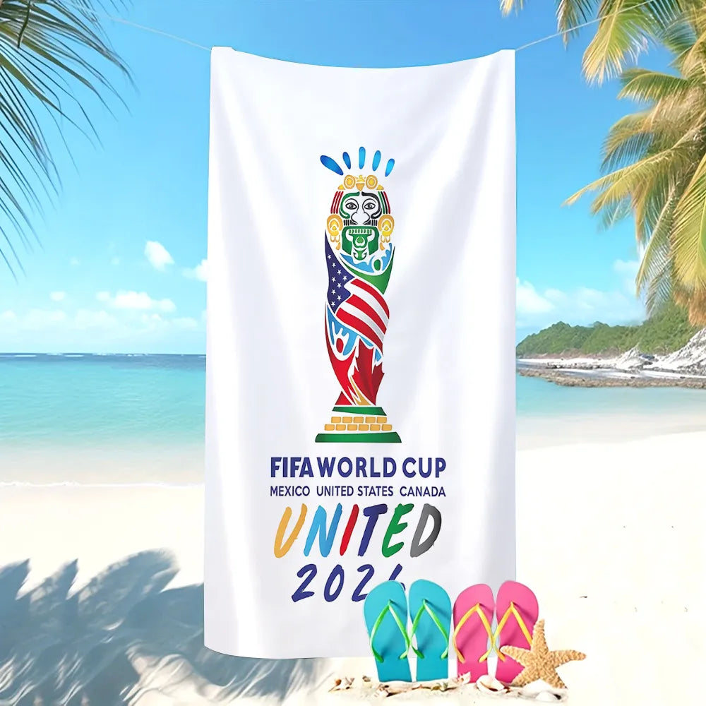 Serviette de Plage Absorbante – Imprimé Coupe du Monde FIFA | Microfibre Grande Taille