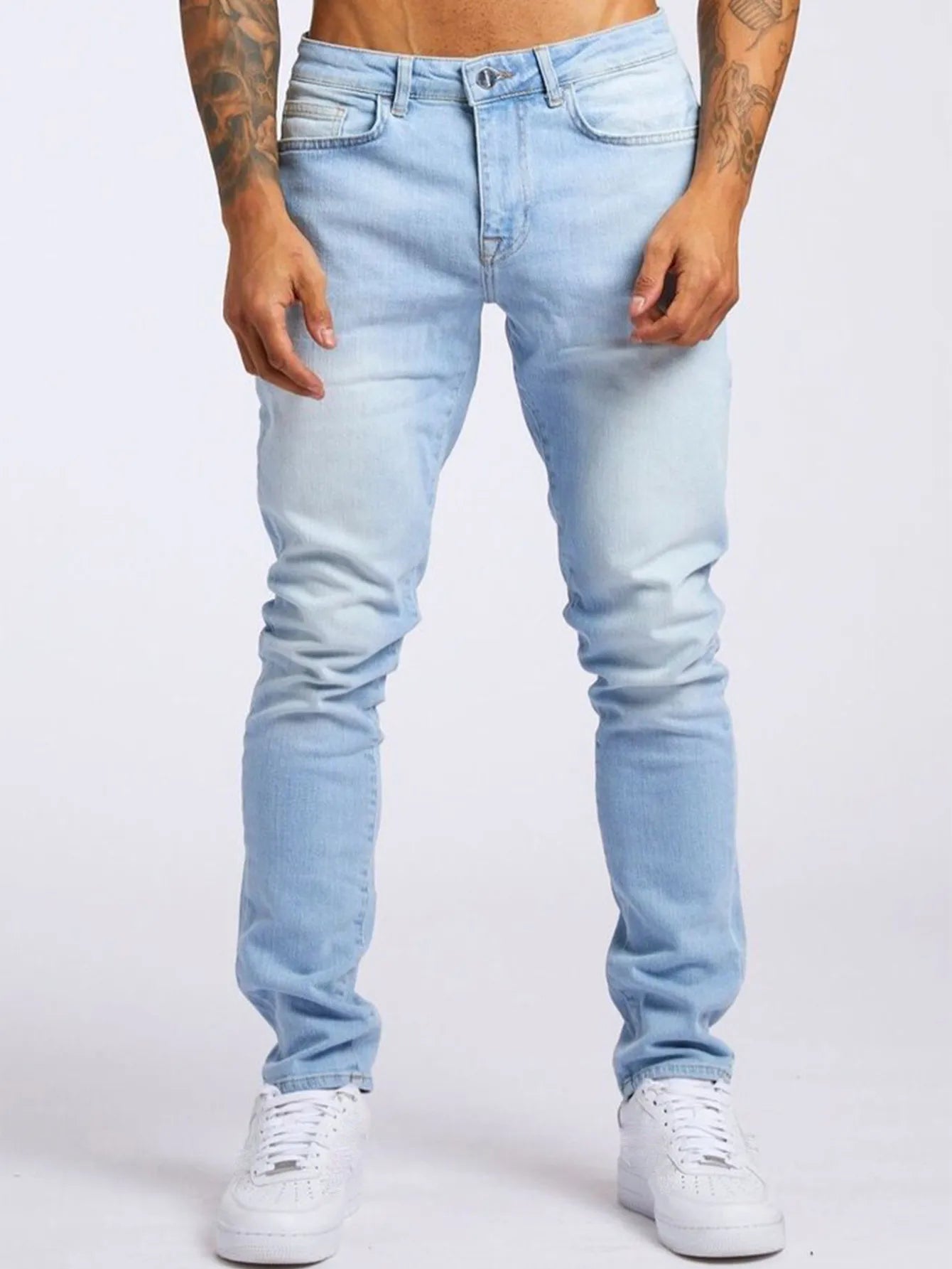 Jean Homme Denim Coton Lavé – Style Streetwear, Coupe Droite, Longueur Totale