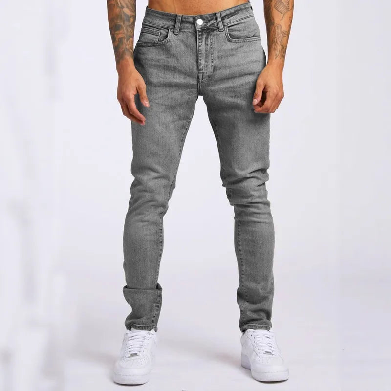 Jeans Homme Style Commuter – Pantalon Slim Fit Élastique