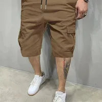 Pantacourt Cargo Homme Pour Plage, Longueur Genou, Tissu Polyester Légèrement Extensible