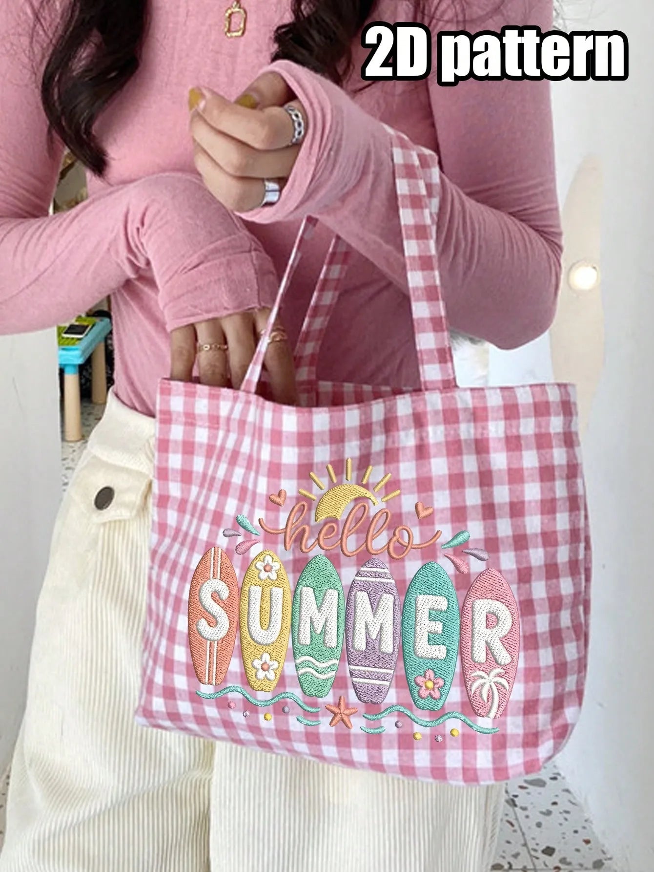 Trousse De Maquillage Carrée En Polyester Pour Femmes Avec Motif Lettre Et Design À Carreaux, Équipée De Doubles Sangles