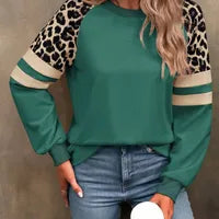 Sweat Décontracté À Manches Longues En Mélange De Coton Avec Impression De Guépard