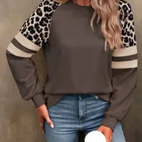 Sweat Décontracté À Manches Longues En Mélange De Coton Avec Impression De Guépard