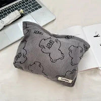 Trousse De Maquillage Pour Femme Motif Ours En Velours Côtelé Élégant Et Pratique