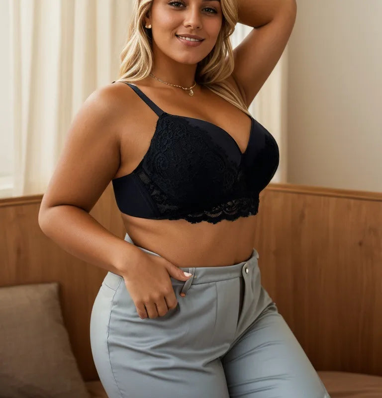 Soutien Gorge En Dentelle Couleur Unie Style Glamour Pour Toutes Les Saisons Avec Nœud Papillon Et Réduction Mammaire Latérale