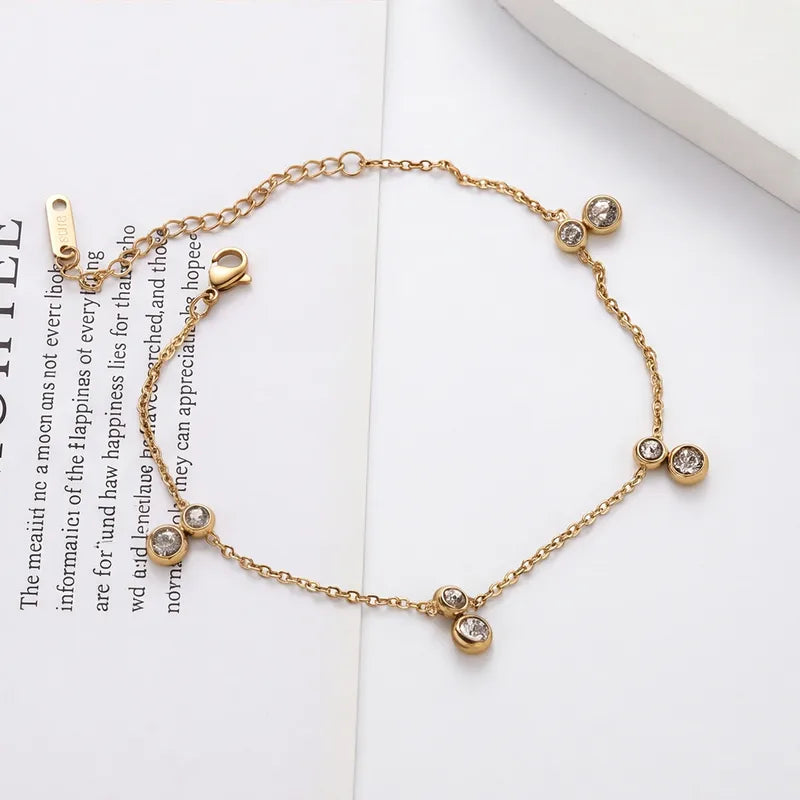 Bracelet Femme En Acier Au Titane Avec Motif Gourde, Revêtement PVD, Incrustation Strass, Résistant À L'eau Et Ne Ternit Pas