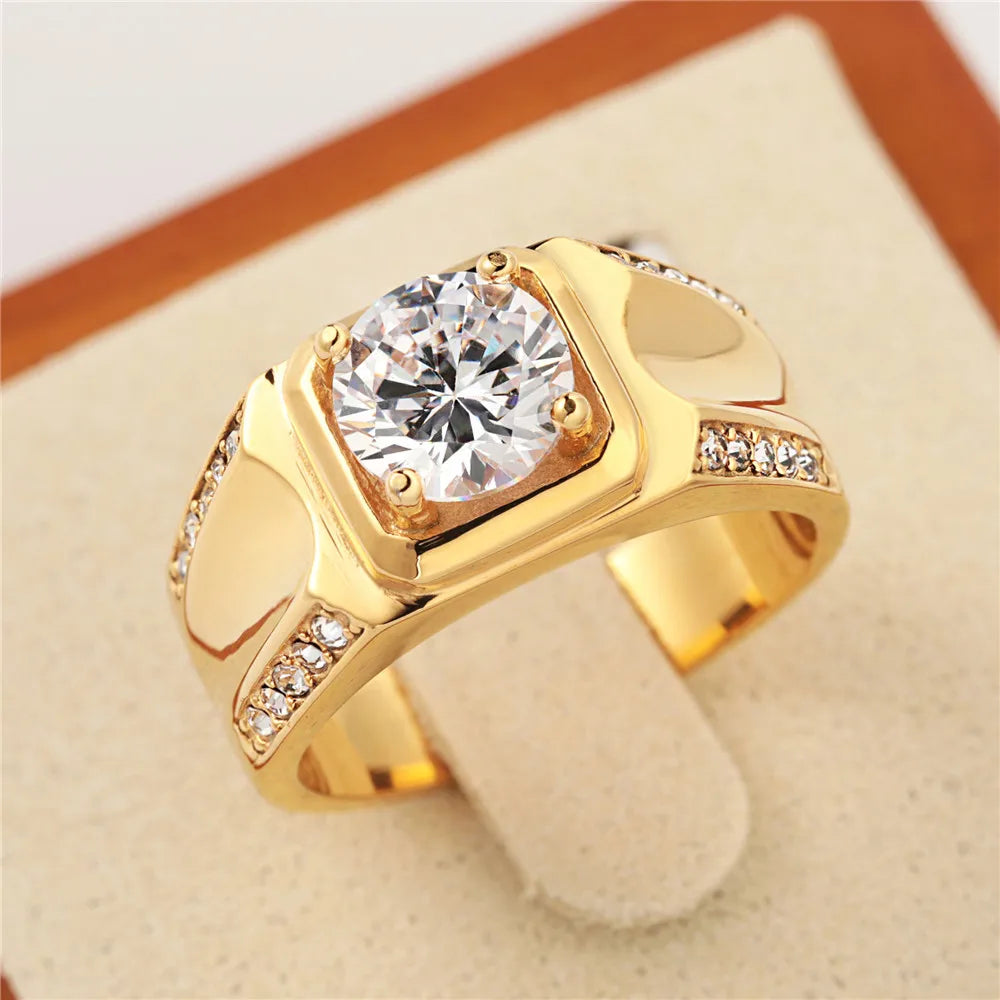 Bague De Mariage Pour Hommes Imitation Diamant Zircon Acier Titane Mode Simple R0284-NK03 Accessoires De Bijoux Acier Inoxydable