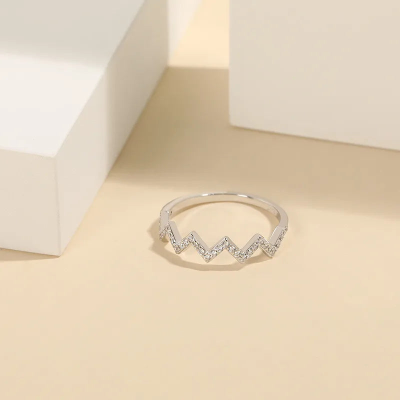 Bague Femme S925 Argent Sterling Design De Couronne Élégante Avec Onde Cardiaque Bijou Mode Accessoire De Qualité