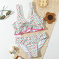 Maillot De Bain Une-pièce Fille À Petites Fleurs En Nylon Avec Motif Floral, Idéal Pour La Natation