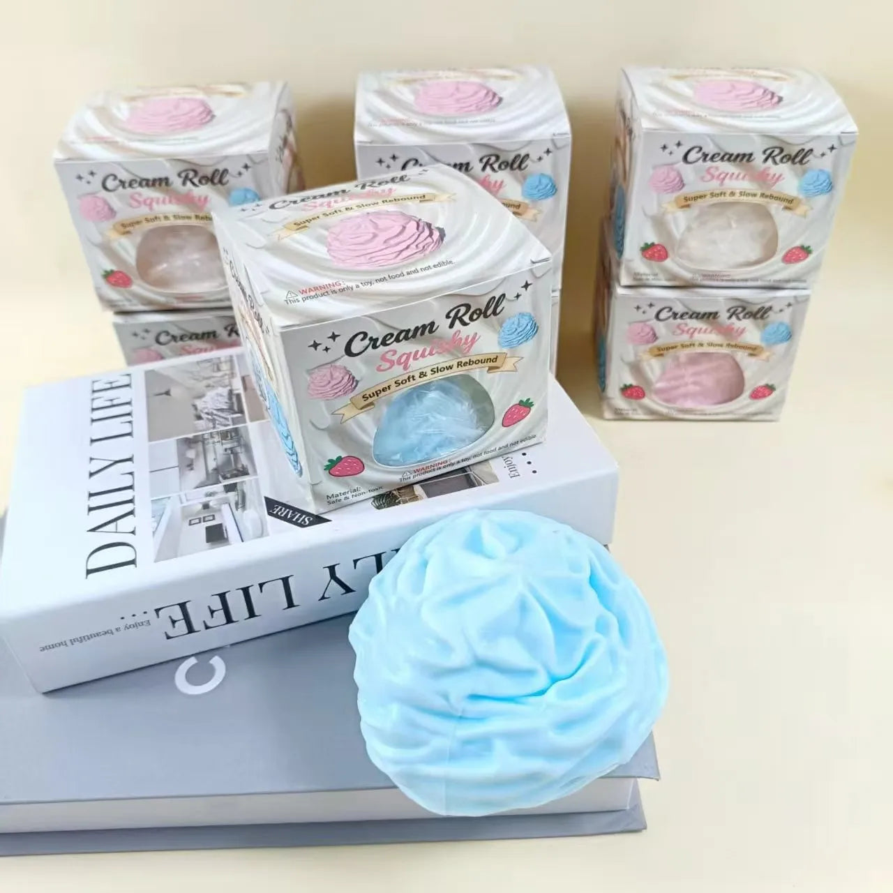 Jouet Doux En TPR Motif Pain, Jouet Anti-stress Bleu Pour Détente Et Relaxation