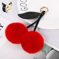 Bijoux De Sac Motif Cerise En Faux Cuir — Ornement Mignon Pour Sac