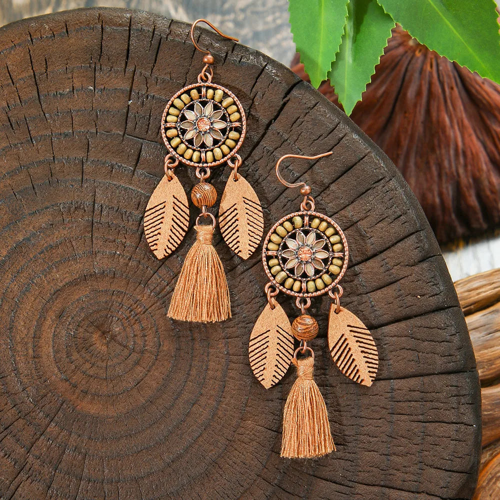 Ensemble De Boucles D'oreilles Et Collier Géométriques Creux Bohèmes