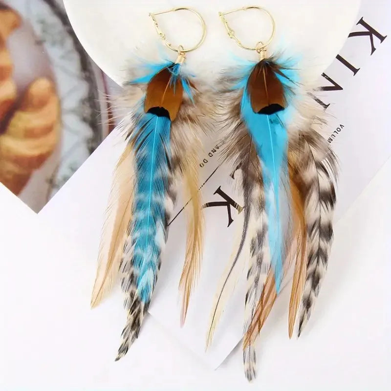 Boucles D'oreilles Bohèmes Feathers Élégantes Pour Femmes