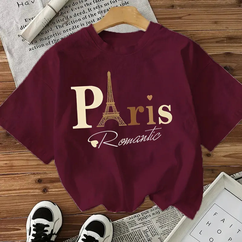 T-shirt Décontracté À Manches Courtes En Coton (plus De 70%) Avec Impression 3D Paris