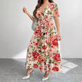 Robe Bohème À Fleurs Pour Femmes Avec Col En V