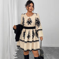 Robe Régulière Pour Femmes À Col Rond Avec Manches Longues, Impression, En Tissu Polyester, Orthodox Cross Necklace