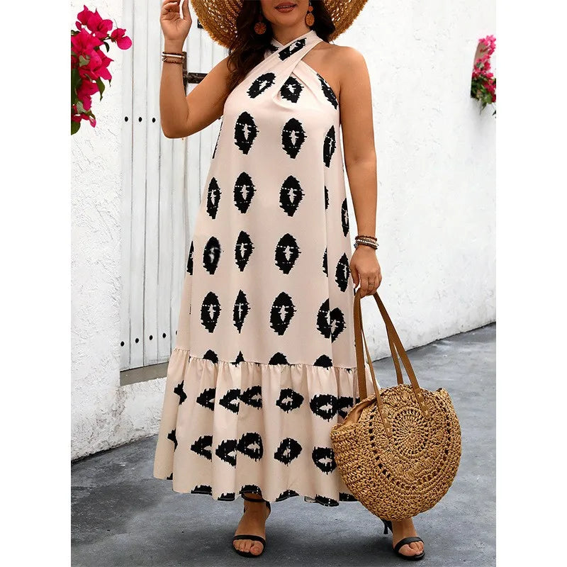 Robe À Bretelles Femme Couleur Unie Sans Manches En Polyester, Col Dos Nu
