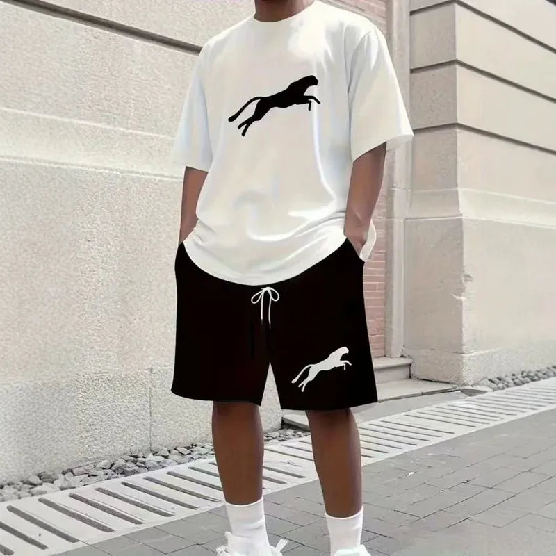 Ensemble Coordonné De Shorts Pour Homme En Polyester Blanc
