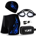 Maillot De Bain Homme 4 Pièces En Polyester Et Élasthanne, Short De Bain Imprimé Style Vacances, Ensemble Short De Bain