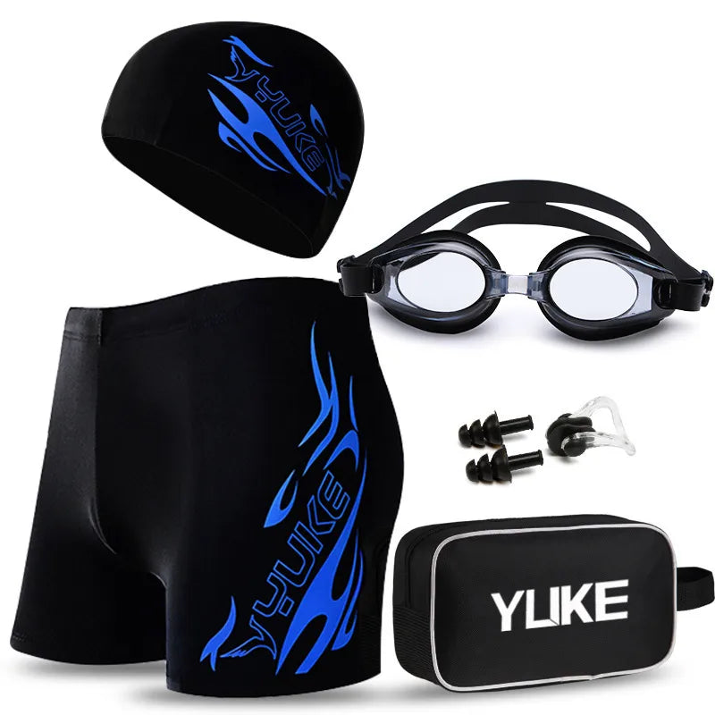 Maillot De Bain Homme 4 Pièces En Polyester Et Élasthanne, Short De Bain Imprimé Style Vacances, Ensemble Short De Bain
