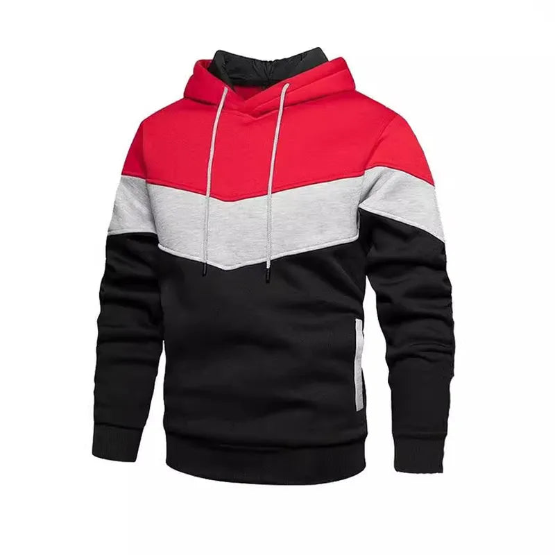 Sweat À Capuche Homme Décontracté À Manches Longues En Mélange De Coton, Motif Bloc De Couleur