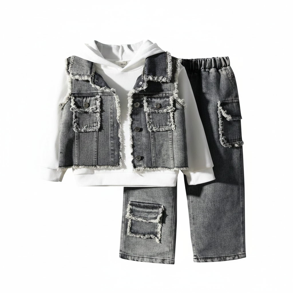 Ensemble 3 Pièces Enfant Denim Gris