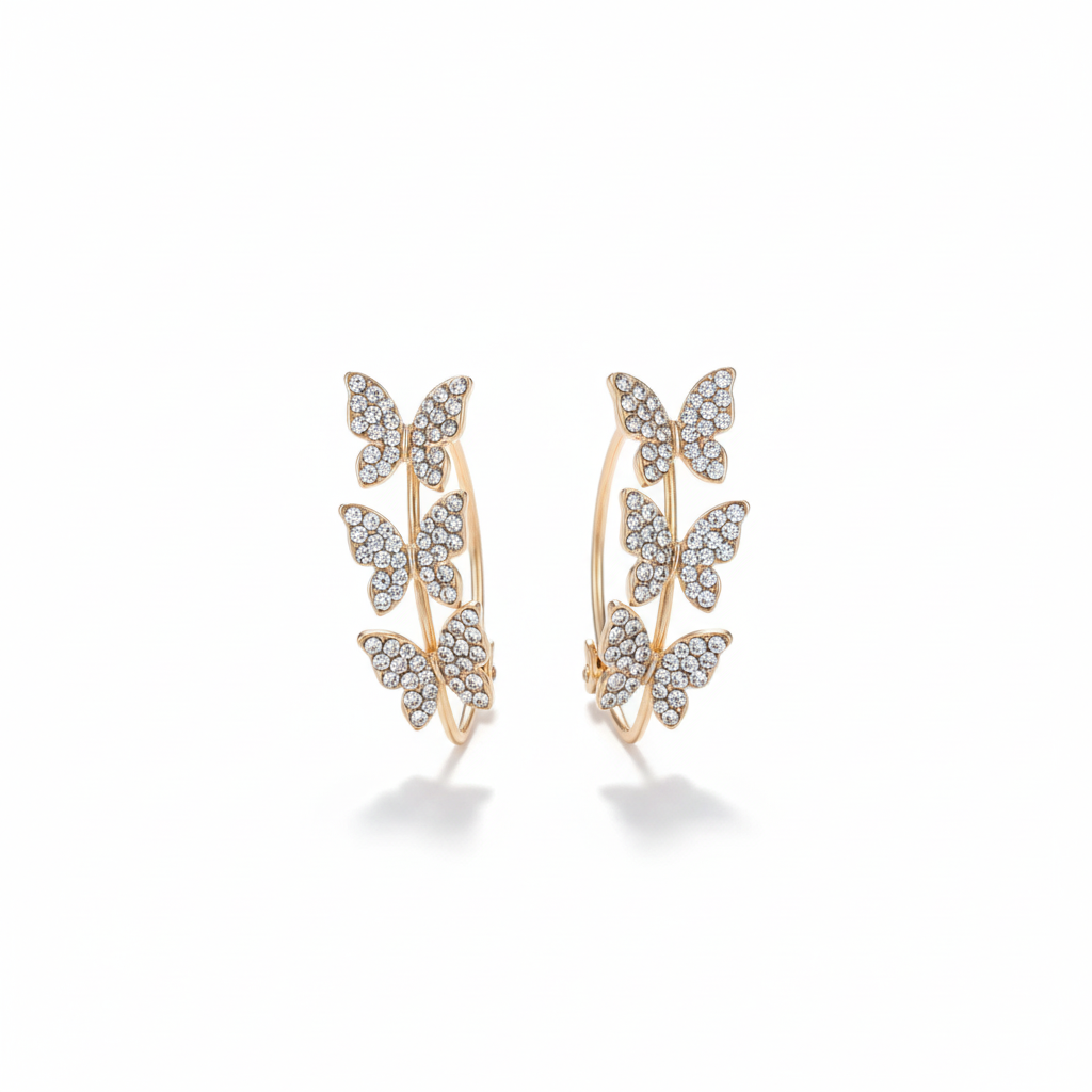 Boucles D'oreilles À Clip Papillon En Alliage De Cuivre Avec Gland, Pour Femme, En Cuivre, Élégantes Et Tendance