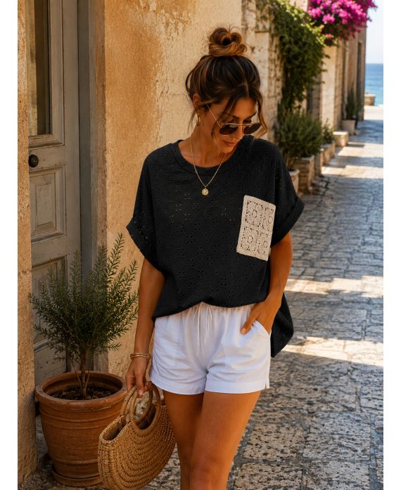 Top Dentelle Poche