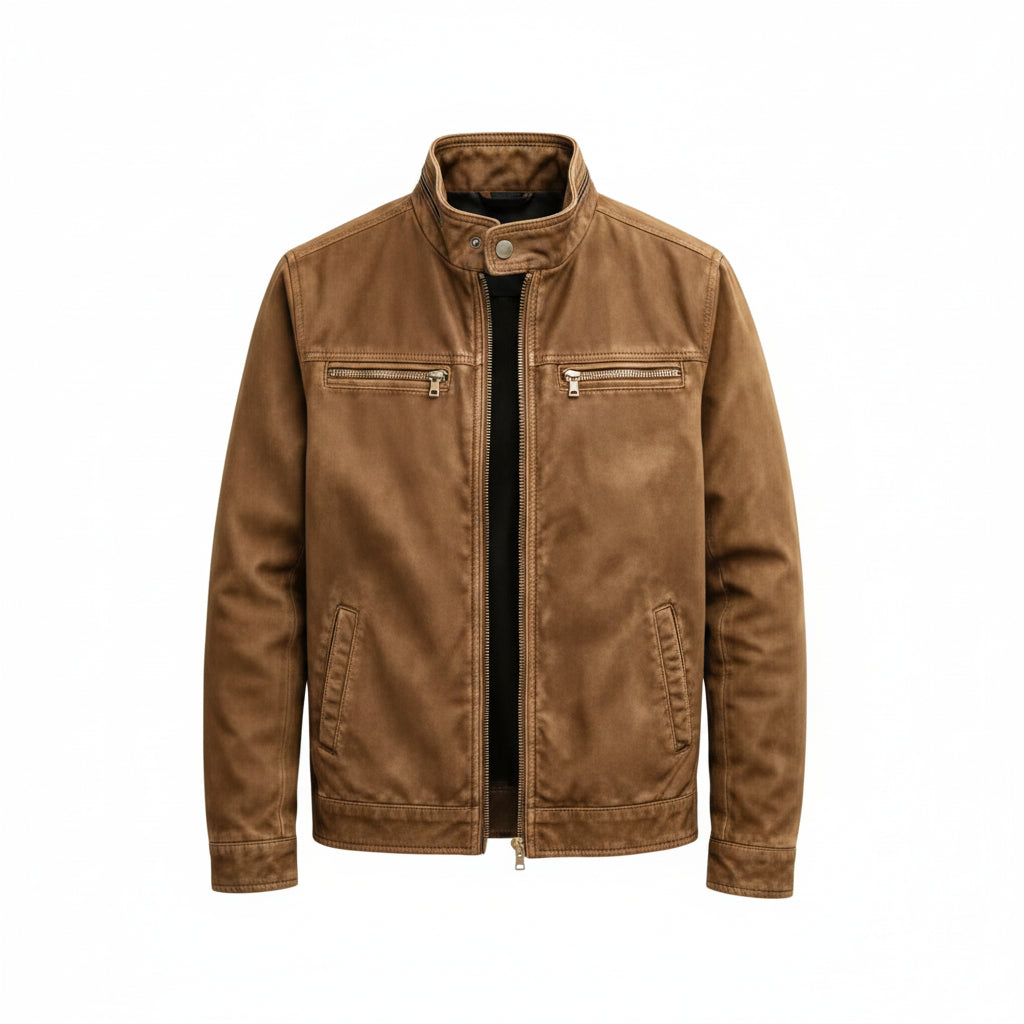 Veste Homme Décontractée Unie Avec Fermeture Éclair, En Coton À Plus De 90%, Dotée De Multiples Poches