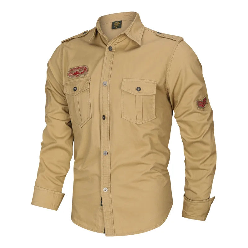 Chemise Homme À Manches Longues En Coton (plus De 90%) Style Décontractée Unie À Ouverture Frontale