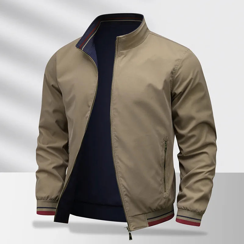 Veste Homme Style Vintage À Fermeture Éclair, Motif Uni, En Polyester Confortable, Parfaite Pour Un Look Rétro Élégant