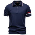 Polo Homme Style Entreprise À Manches Courtes En Rayonne Couleur Unie Avec Fermeture Éclair