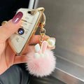 Charme En Peluche Lapin Mignon Style Coréen Avec Nœud Papillon Fourniture De Sac Et Clé Ornement En Forme De Balle Peluche Fée Pour Femmes