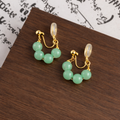 Boucle D'oreille Élégante En Pierre Naturelle Perles Design Vintage Sans Perforation Nécessaires Sentiment De Luxe Pour Femmes
