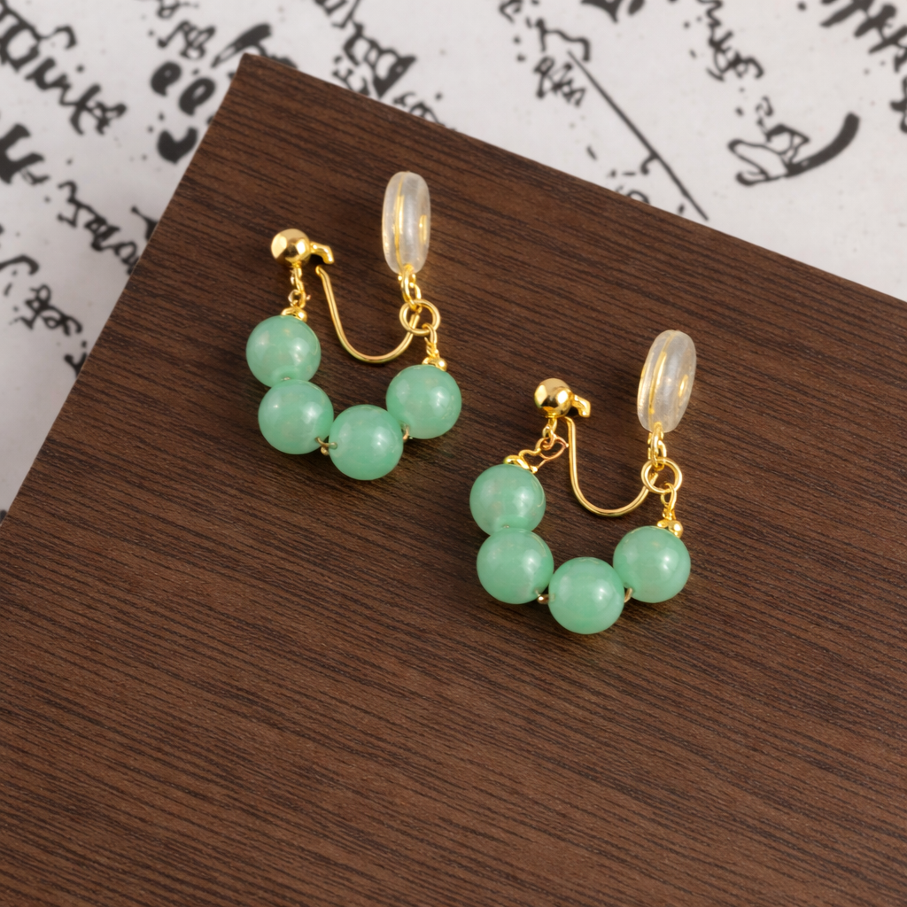 Boucle D'oreille Élégante En Pierre Naturelle Perles Design Vintage Sans Perforation Nécessaires Sentiment De Luxe Pour Femmes