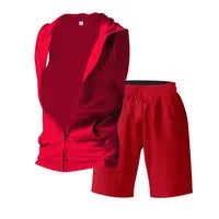 Ensemble Coordonné De Shorts Rouge En Polyester Pour Homme