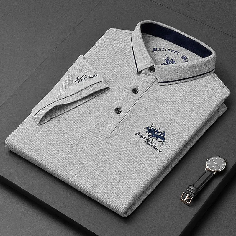 Nouveau T-shirt POLO Brodé de Couleur Pure – Manches Courtes Homme