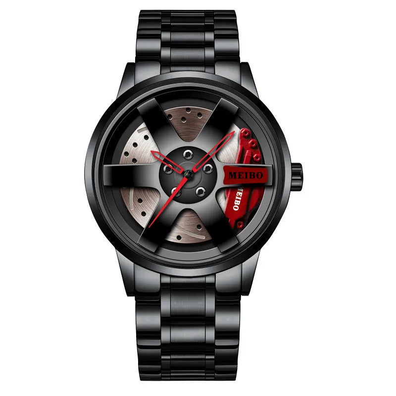 Sangle Montre Homme En Acier Inoxydable Avec Mouvement Quartz, Verre Ordinaire, Affichage À Aiguilles, Boucle Déployante