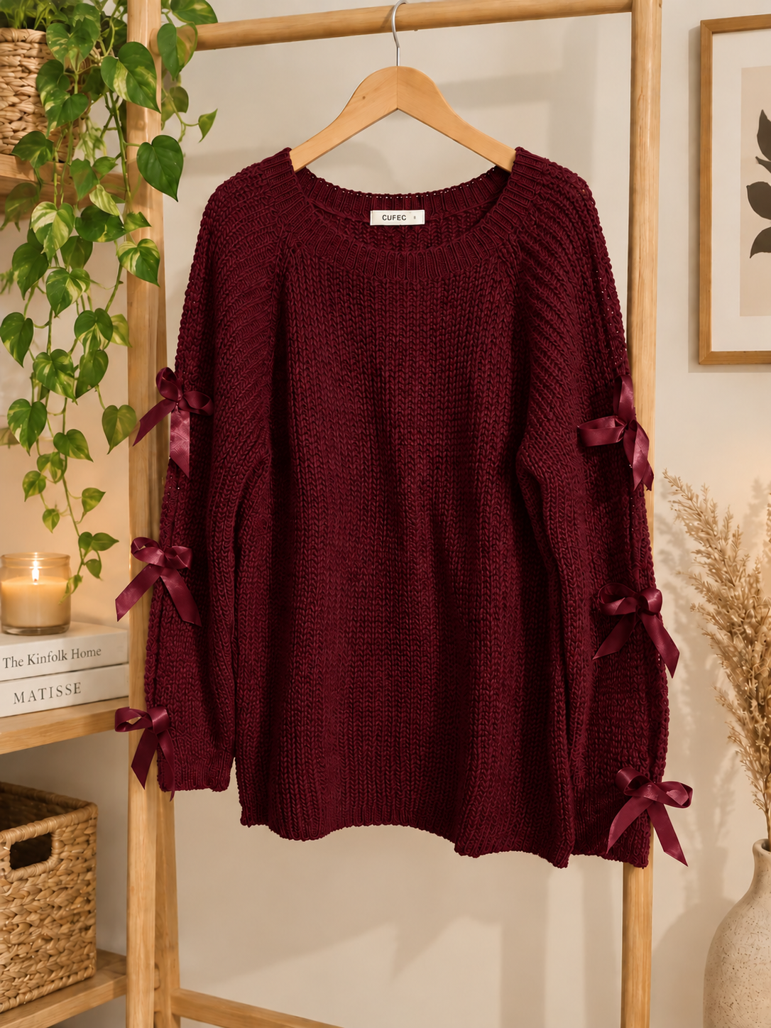 Pull à maille avec nœud