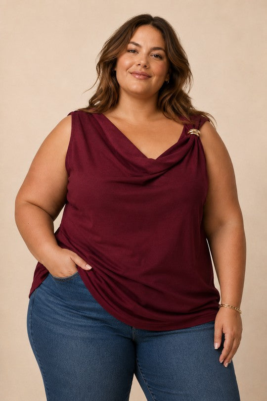 Top Drapé Bague Grande Taille
