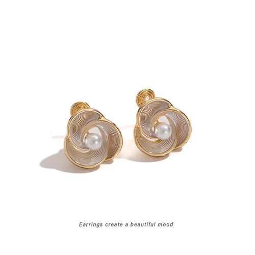 Boucles D'oreilles En Zinc Allié Avec Design Floral Élégant Pour Femmes Sans Perçage Requis Style Gentle Wind Mode Français Vintage